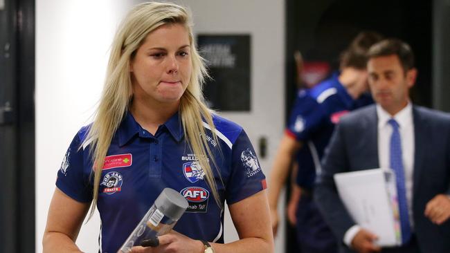 Bulldogs captain Katie Brennan was suspended for last year’s Grand Final and has since successfully advocated for change to the system. Picture: Andrew Tauber 