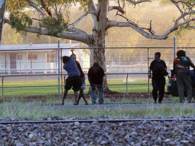 A woman brawls with a man in Alice Springs. Picture: Gary Ramage/News Corp Australia