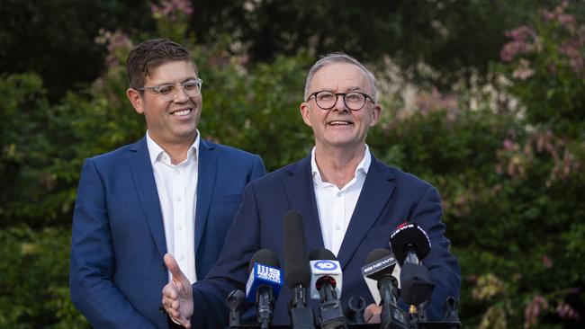 Mr Laxale, pictured with Anthony Albanese, narrowly won the federal seat at the May election.