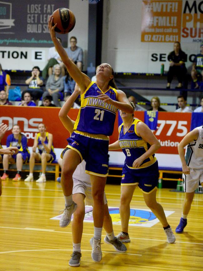 Queensland Basketball League quarter finals at Townsville Basketball Stadium. Townsville Flames against North Gold Coast Seahawks. Flames’ Stella Beck. Picture: Evan Morgan