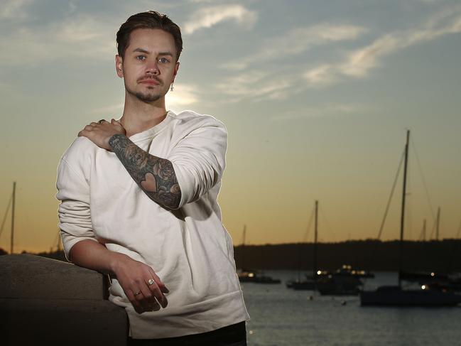 EMBARGOED. MOSMAN DAILY ONLY. Mitch Wallis at Balmoral Beach. Mitch is the founder of Heart on My Sleeve, a Mental health initiative where people share their mental Health stories for the benefit of others and themsleves. Picture: John Appleyard