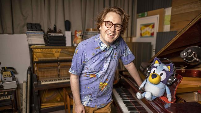 Screen composer Joff Bush at his Brisbane studio in December 2020. Picture: Glenn Hunt / The Australian