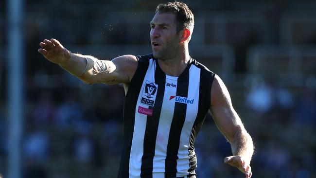 Travis Cloke directing traffic in his return to the VFL. Picture: Mark Dadswell