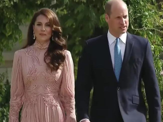 Standing by her man - Princess Kate and Prince William. Picture: Royal Hashemite Court/YouTube