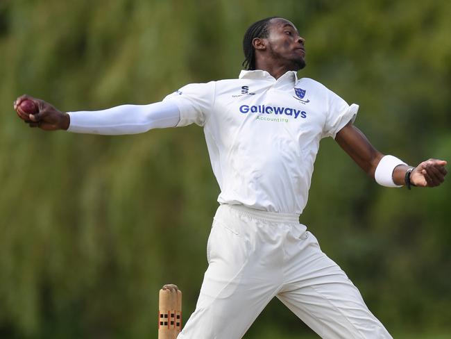 BRIGHTON, ENGLAND - AUGUST 06: Jofra Archer of Sussex in action during a Second XI match between Sussex and Gloucestershire at Blackstone Cricket Ground on August 06, 2019 in Henfield, England. (Photo by Mike Hewitt/Getty Images)