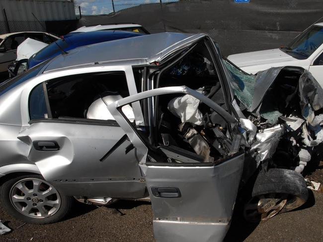 Hannah McMurtrie's car after the crash in which she was killed. Picture: Supplied