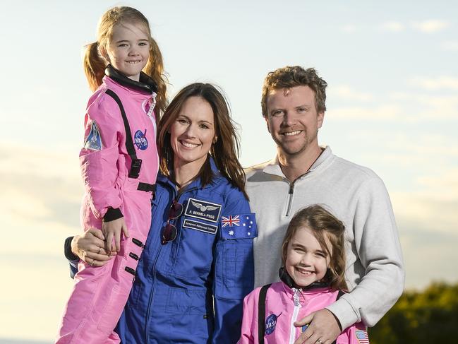 Monday 5th AUGUST 2024SA WEEKEND - Katherine Bennell-Pegg.Kateherine Bennell-Pegg was the first Australian to train as an astronaut under her own flag. Has done a year of training and now back home. With husband Campbell Pegg and kids, Hazel6 and Clara 8 (R)Pic RoyVphotography