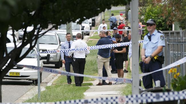 The scene in Mimosa Road, Bossley Park yesterday. Picture: Tim Pascoe