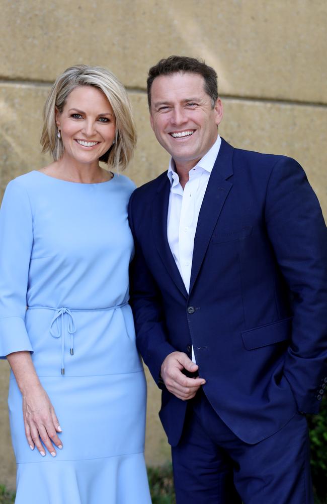 Georgie Gardner and Karl Stefanovic at the 9 news offices.