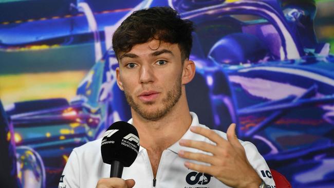 AlphaTauri's French driver Pierre Gasly speaks during a press conference at the AutÃ³dromo JosÃ© Carlos Pace racetrack in Sao Paulo, Brazil, on November 10, 2022, ahead of the Formula One Brazil Grand Prix. (Photo by EVARISTO SA / AFP)