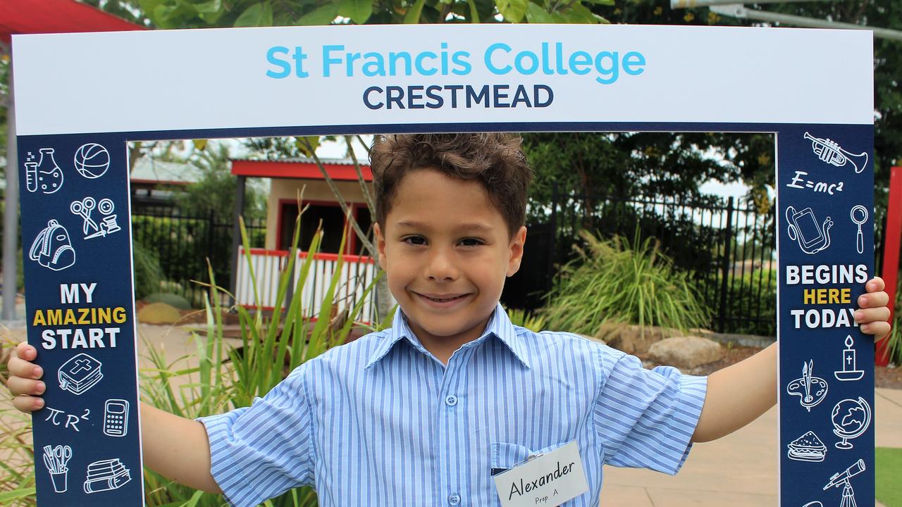 St Francis' College, Crestmead preppies getting in the spirit on their first day of schooling on January 24.