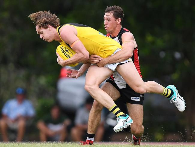 Nightcliff’s star swingman Ryan Nyhuis in action during the Round 17 clash against Southern Districts. Picture: Felicity Elliott/AFLNT Media