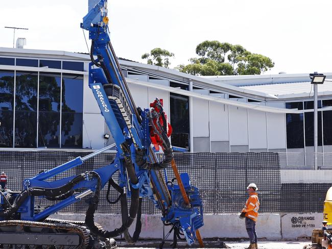 WEEKEND TELEGRAPHS SPECIAL. , PLEASE CONTACT WEEKEND PIC EDITOR JEFF DARMANIN BEFORE PUBLISHING.     , , Sinkhole in Rockdale Sinkhole opens near industrial complex in southern Sydney. Workers onsite  at West Botany Street in Rockdale trying to fix the issue. Picture Sam Ruttyn