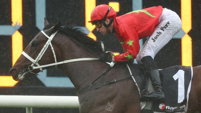 SYDNEY, AUSTRALIA - JUNE 01: Josh Parr riding Emirate wins Race 2 Ranvet Handicap during Sydney Racing at Rosehill Gardens on June 01, 2024 in Sydney, Australia. (Photo by Jeremy Ng/Getty Images)