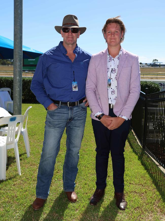 BAIRNSDALE, AUSTRALIA – MARCH 22 2024 Paul Logan and Ewan Logan attend the Bairnsdale Cup race day. Picture: Brendan Beckett