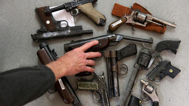 A few of the guns handed in to police on the northern beaches. Picture: Annika Enderborg