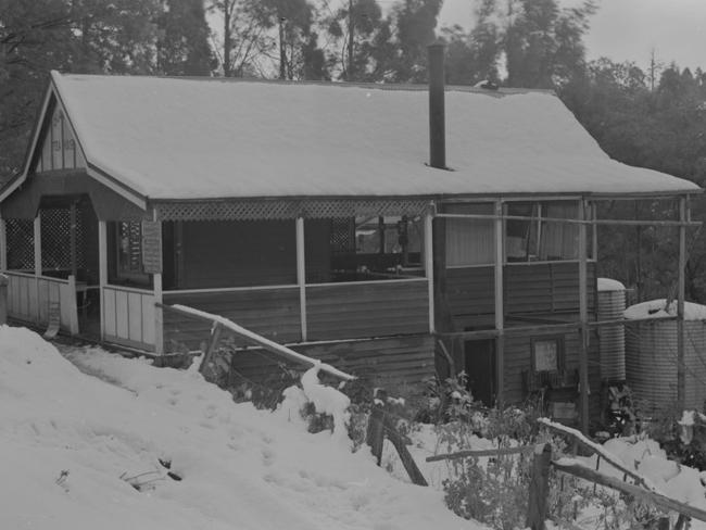 A snow-covered Quamby Tea House in the 1920s. Picture: State Library of Victoria