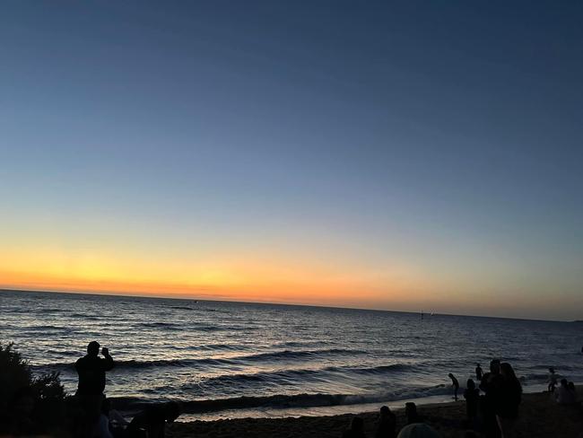 Seagulls over the Mordialloc beach sunset on New Years before fireworks! Picture: Phillip Spathopoulos, Carrum Downs.