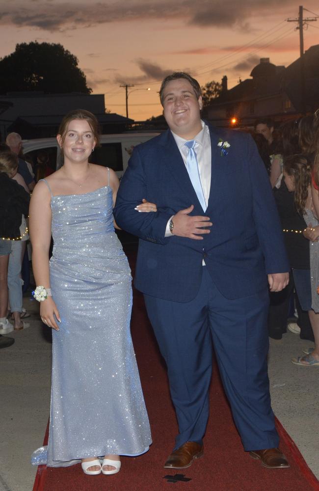 Warwick State High School graduate Andrew (R) and partner Catherine at Warwick RSL on November 17, 2023. Photo: Jessica Klein