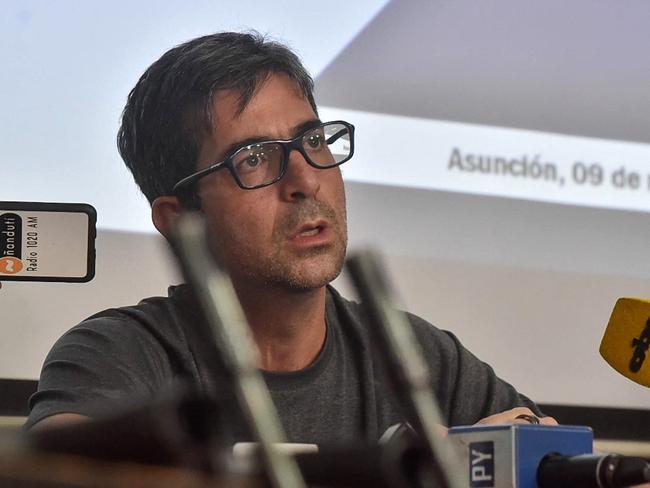 Paraguayan anti-drug prosecutor Marcelo Pecci speaks in Asuncion on November 9, 2021. - Paraguayan anti-drug prosecutor Marcelo Pecci was shot dead on May 10, 2022 while on his honeymoon on a Colombian Caribbean island, in what police called a "murder." (Photo by Daniel DUARTE / AFP)