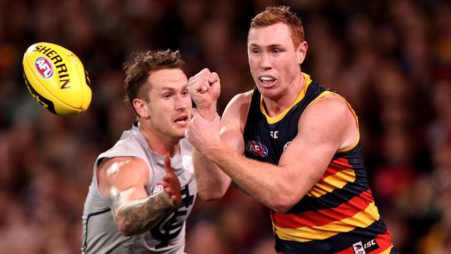 Adelaide has tabled a three-year contract extension to keep Tom Lynch, but he will be sought after by Victorian clubs. Picture: Getty Images