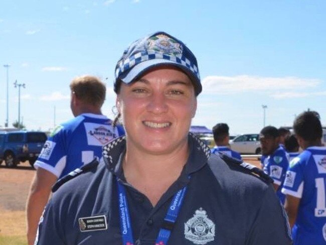 Gold Coast Titans star Stephanie Hancock at work as a police officer