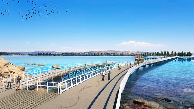 An artist's impression of the planned new Granite Island causeway at Victor Harbor