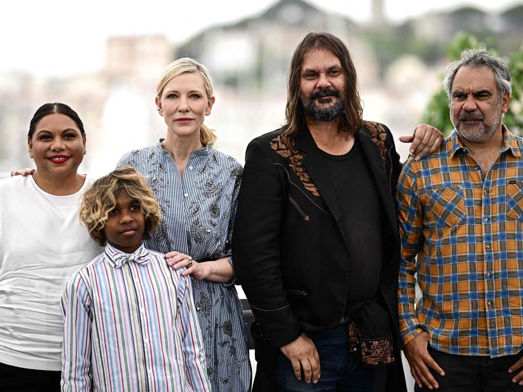 Deborah Mailman, Aswan Reid, Cate Blanchett, Warwick Thornton and Wayne Blair in a photocell for The New Boy. Picture: AFP