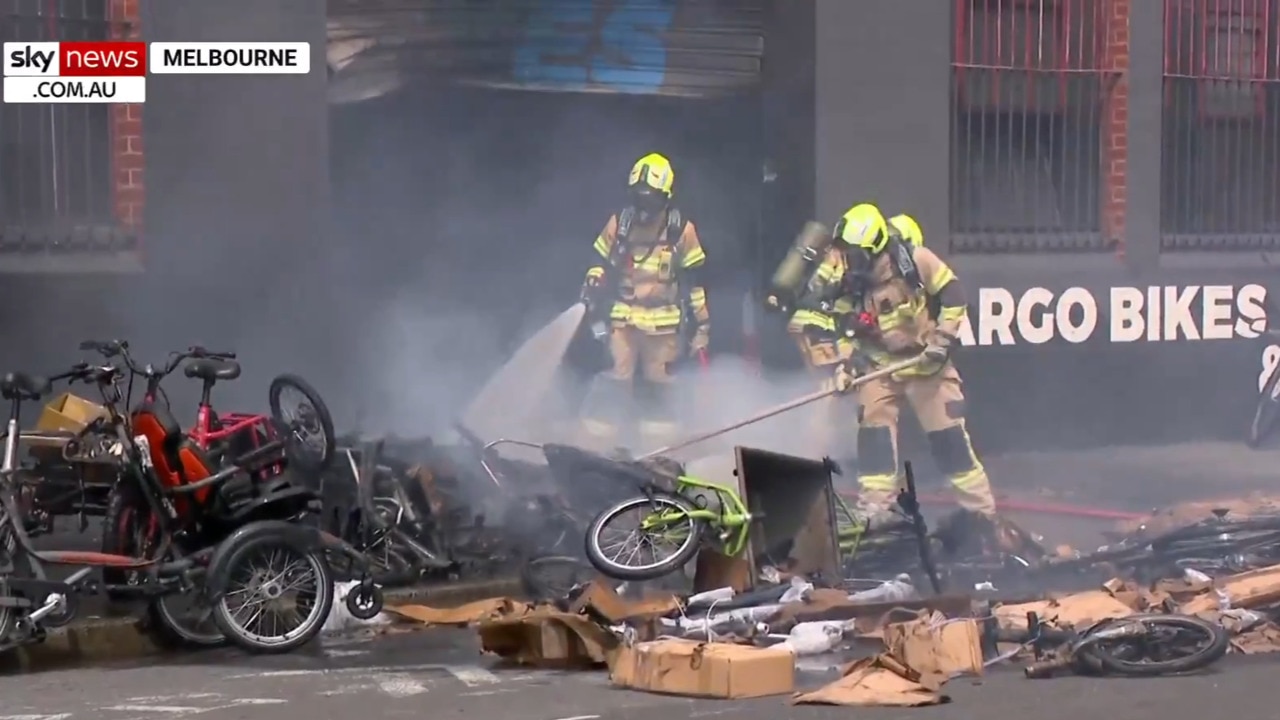 Exploding battery ignites a Melbourne bike shop