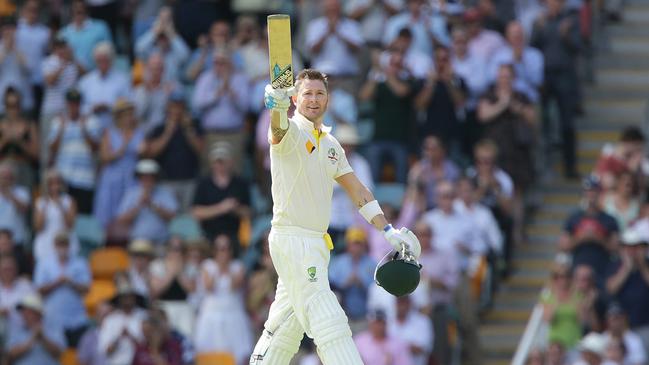 The Sydney-raised great acknowledges an Ashes century. Picture: Jono Searle