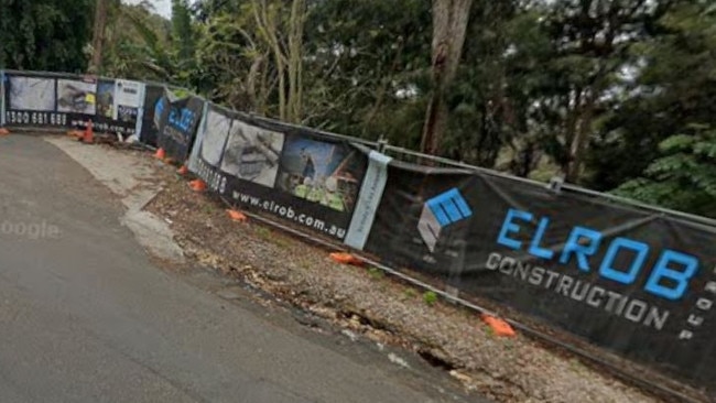 Elrob Construction scaffolding out the front of the multimillion-dollar home. Picture: Google Maps