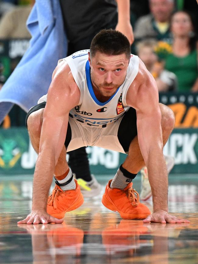 Matthew Dellavedova listened to the Ant Army’s jeers, then burned the JackJumpers. Picture: Getty Images