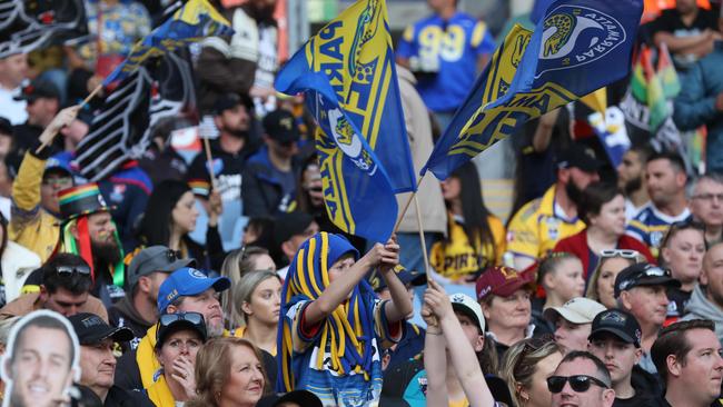 Parramatta Eels supporters out in force at the grand final. Picture: David Swift