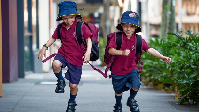 Twin brothers Hugo and Maximo Jablko have been bored in day care and are looking forward learning about science. Picture: Monique Harmer.