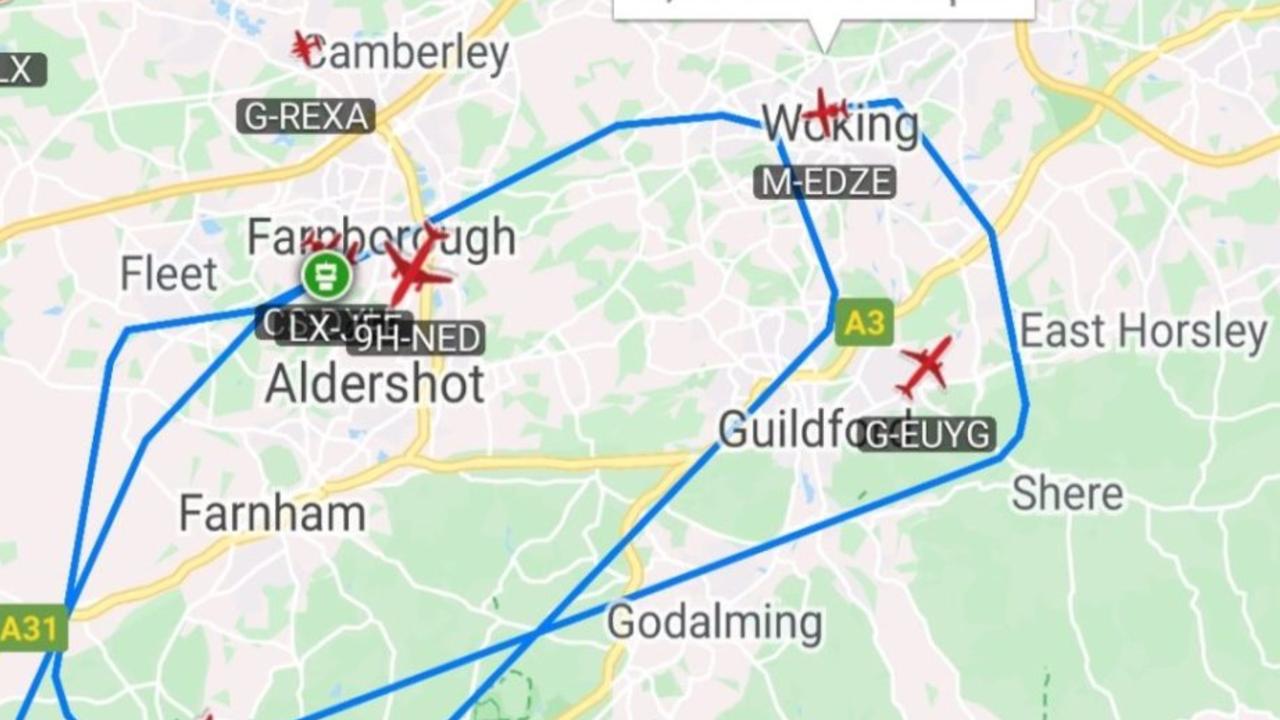 The flight path of Elton John's plane. Picture: Supplied