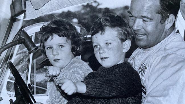 Hobart motorsport identity Linton "Lin" Gigney, pictured with his daughter Maria and son Mike in the early 1970s. Photo: Supplied