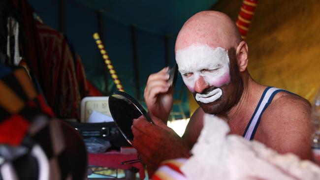 Robert Bruce transforms from ringmaster to clown halfway through the show. Picture: File.