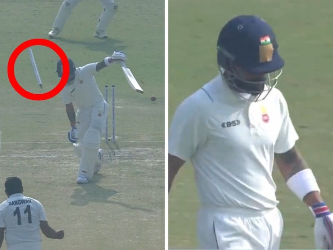 Virat Kohli's stump went flying in the Ranji Trophy.