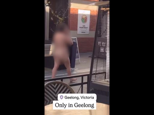 Nude woman in Geelong CBD