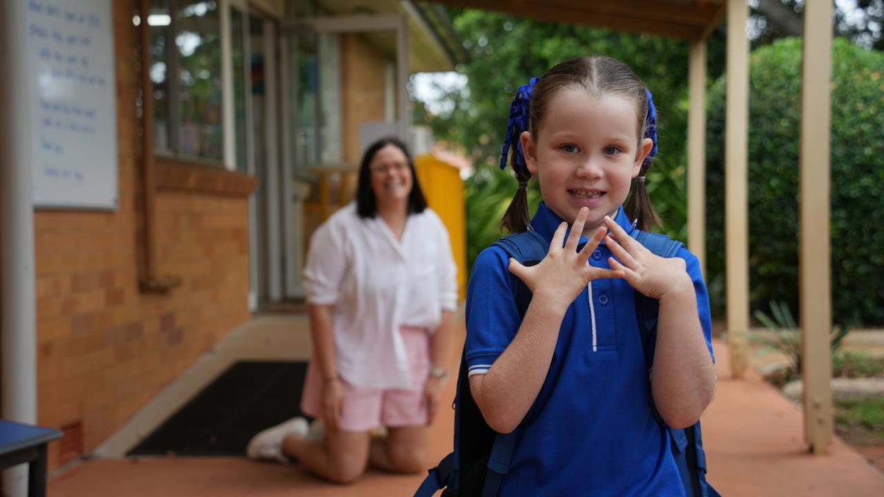 2023 prep students' first day at St Anthony's Primary School, Toowoomba. Molly Gillam with mum Jess.