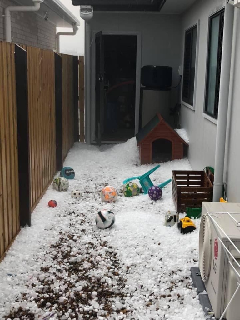 Early afternoon hail storms have lashed South East Queensland from Gold Coast to the Sunshine Coast, Picture Supplied