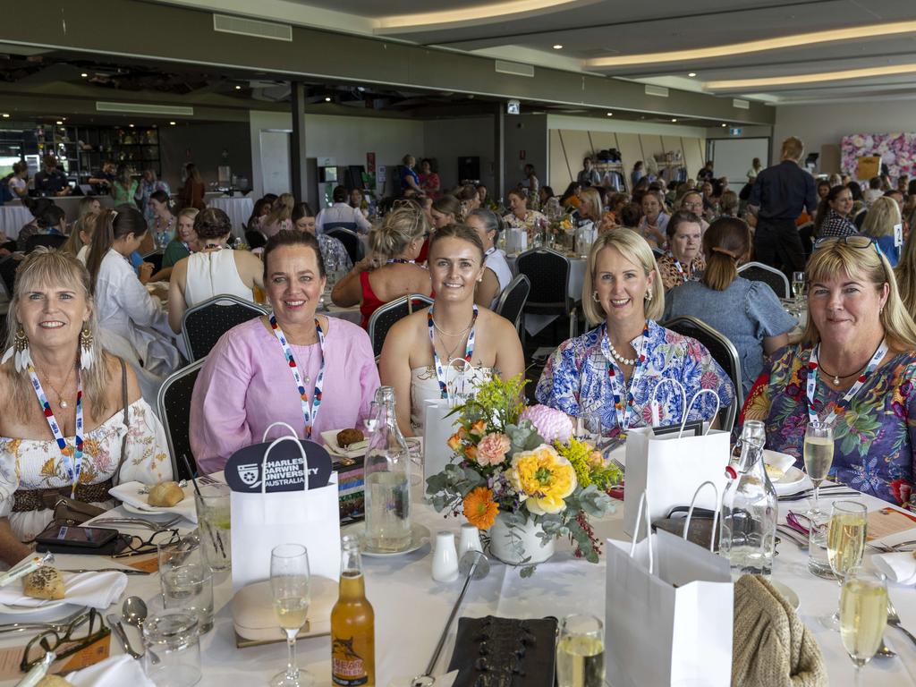 <p>Fiona Donovan, Kate Everett, Claudia Campbell, Danielle Doyle and Susan Stafford at the Northern Territory Cattlemen's Association Ladies lunch in Darwin Turf Club. Picture: Pema Tamang Pakhrin</p>