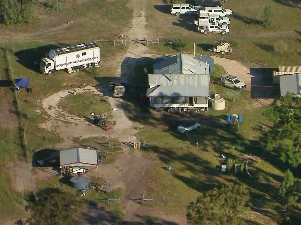 Aerial view of the crime scene at Wieambilla on the western Darling Downs. Picture: Nine News