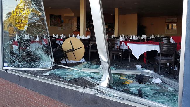 No-one was inside the restaurant when the VW smashed into it.