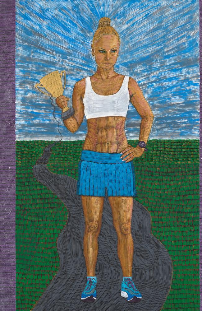 Artist Mostafa Azimitabar’s portrait of Tasmanian and former Australian of the Year Grace Tame.
