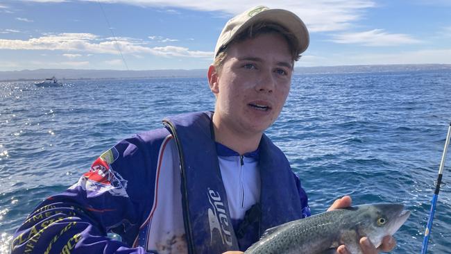 Nathan Ness, 16, was bitten by a shark on a boat off West Beach on Sunday. Picture: Supplied