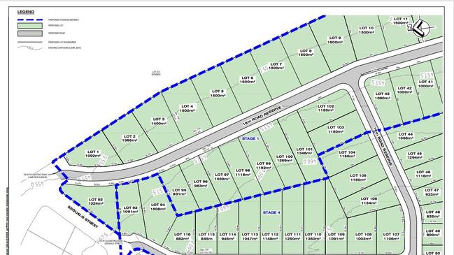 A major housing development has been proposed in Rosenthal Heights, with the development permit yet to be determined by council. Photo: Plans by Barlow Shelley Consulting Engineers