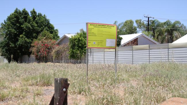 A notice for the proposed rezoning at Madigan Park, Braitling, Alice Springs. Picture: Gera Kazakov