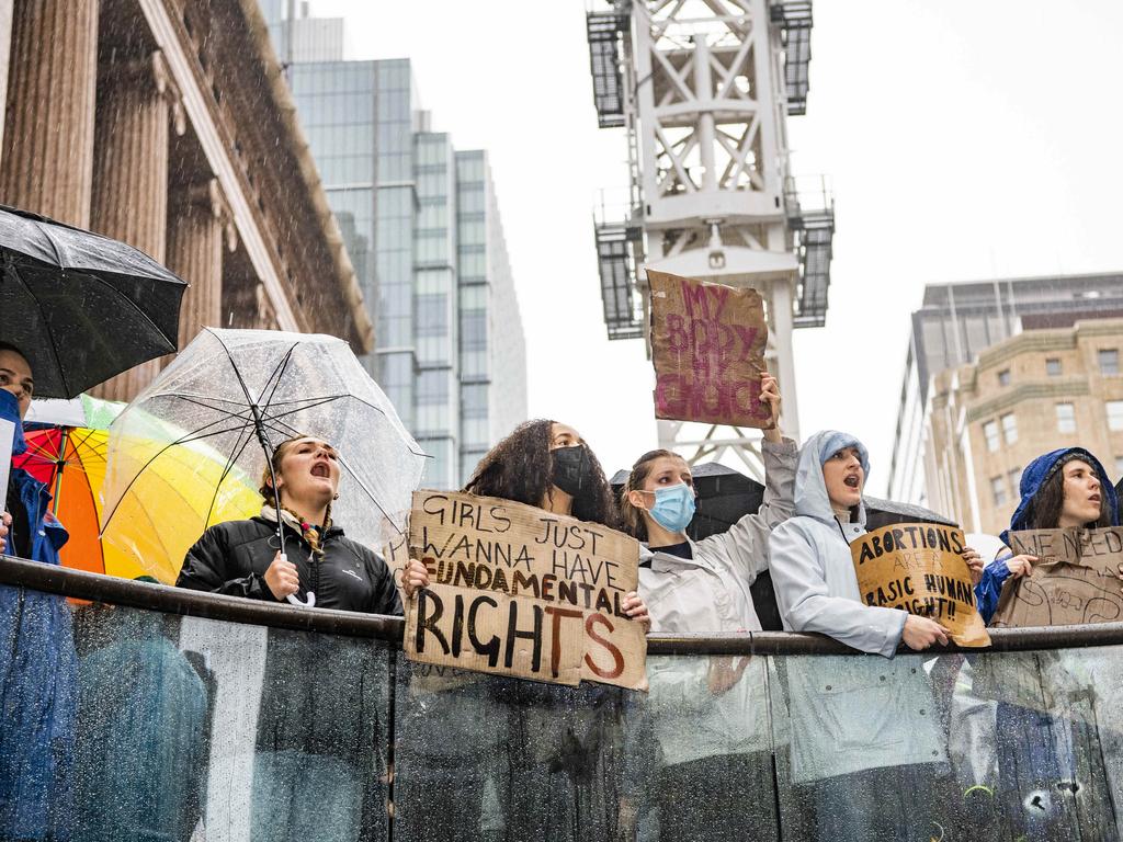 Sydney Abortion Solidarity protest, stand in solidarity with abortion rights protesters fighting to reinstate Roe v Wade. Picture: NCA NewsWire / Monique Harmer,