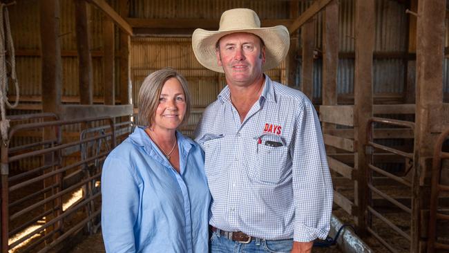 Lou and Lachy Day at their farm, Days Whiteface, in Bordertown. “We’ve had a couple of really good years,” says Lachy. Picture: Ben Clark